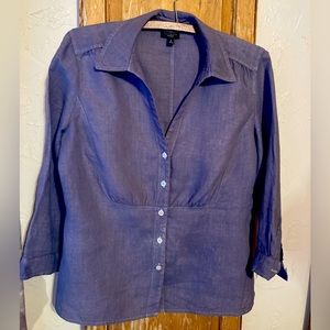 Talbots Linen Grey Blouse